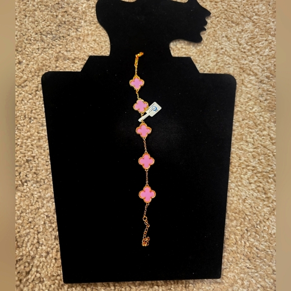 21kgp Dubai Jewelry - Elegant Pink and Gold Bracelet - Picture 1 of 7